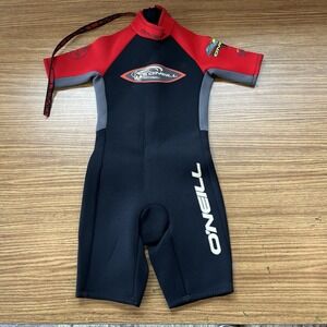O'Neill Reactor 2mm Shortie Wetsuit Youth Size 10 Black/Red